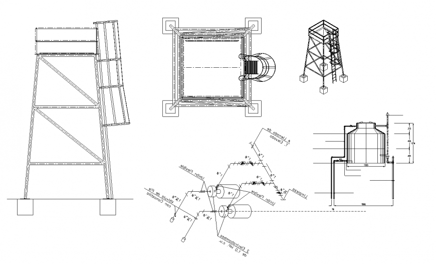 2d Drawings details of overhead plumbing water tank units autocad file